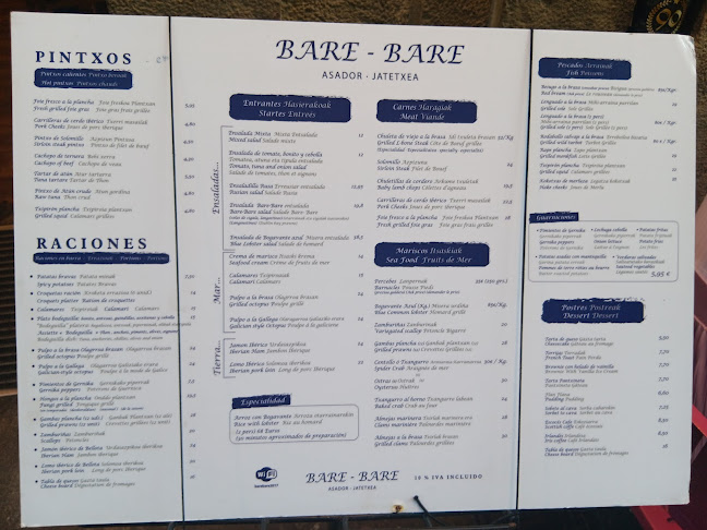 Opinii despre Bar Restaurante Bare bare în Donostia-San Sebastian - Gastronomía y hostelería
