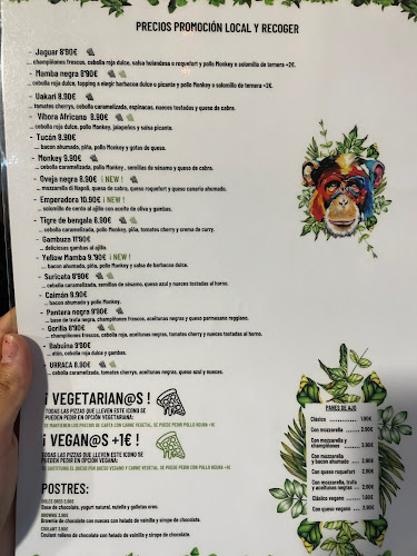 Restaurante Monkey Pizza | Opciones Veganas