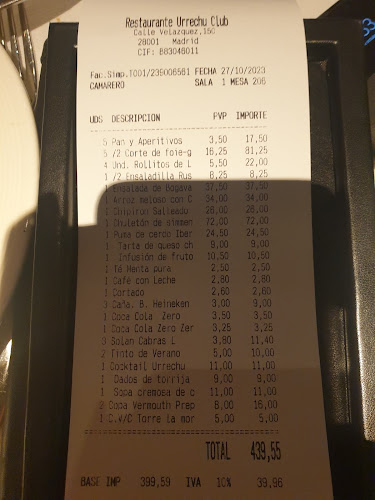 Urrechu Velázquez - Gastronomía y hostelería