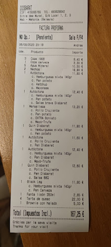 Disbarat Menorca - Hamburgueseria en Maó Phone number