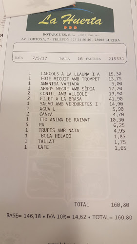 La Huerta - Gastronomía y hostelería