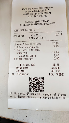 Comments and reviews of Ginos