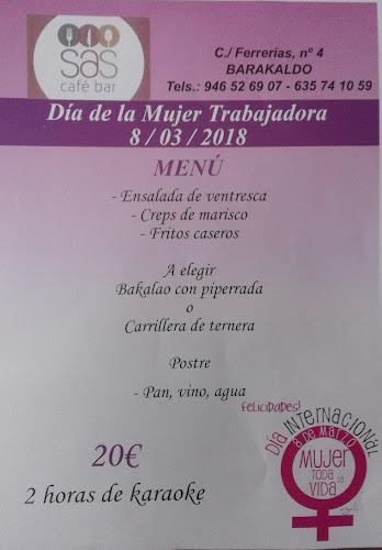 Opinii despre SAS CAFE BAR RESTAURANTE KARAOKE în Barakaldo - Gastronomía y hostelería