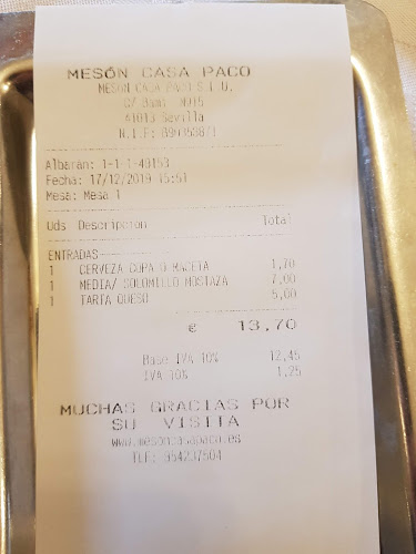 Mesón Casa Paco - Gastronomía y hostelería